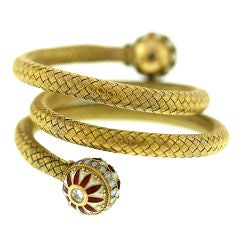 Elegant Victorian Coiled Bracelet of Woven Gold