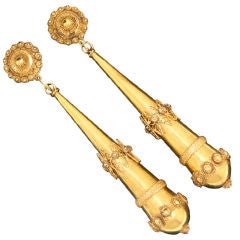 Elegant Georgian Gold Day Night Ear Pendants