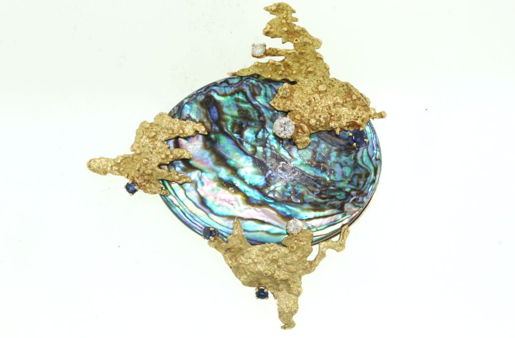 MELLERIO Abstract Abalone Gem-Set Brooch Clip/Pendant 1