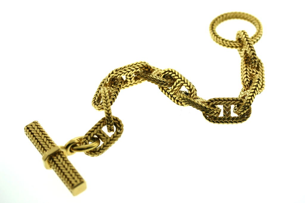 HERMES Gold Chain D'Ancre Braided Gold Bracelet