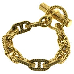 HERMES Gold Chain D'Ancre Braided Gold Bracelet