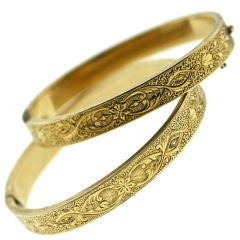 Victorian Pair of Gold Bangle Bracelets