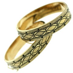 Pair of Victorian Gold and Enamel Bangle Bracelets