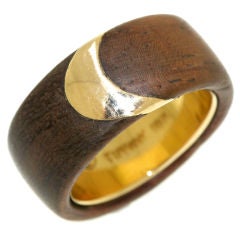TIFFANY Wood and Gold 1970s Ring