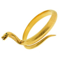 English Upper Arm Gold Cobra Bangle