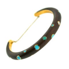 TIFFANY & Co Wood Bracelet With Inset Turquoise
