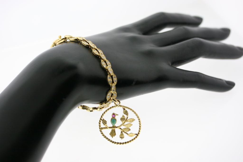 VAN CLEEF & ARPELS Diamond Lovebird Charm Bracelet 2