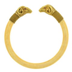 Ivory and Gold Confronting Ram's Head Bracelet