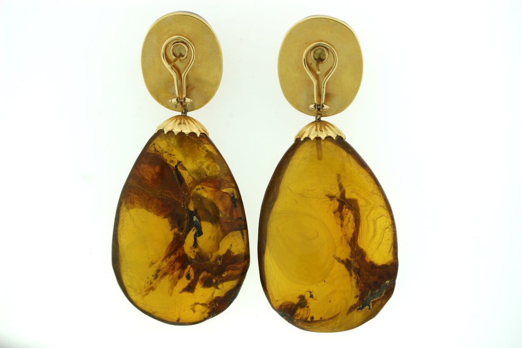 Women's Unusual Amber Long Ear Pendants