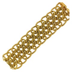 French Gold Wide Woven Bracelet 1960s