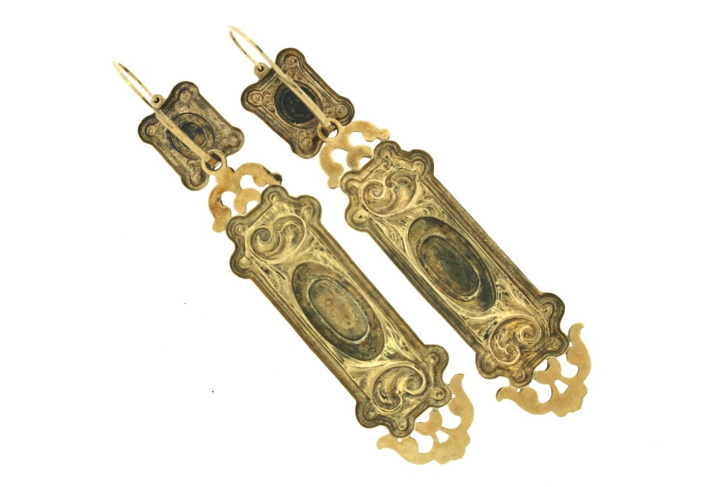 Women's Georgian  Gold and Turquoise Pendant Earrings