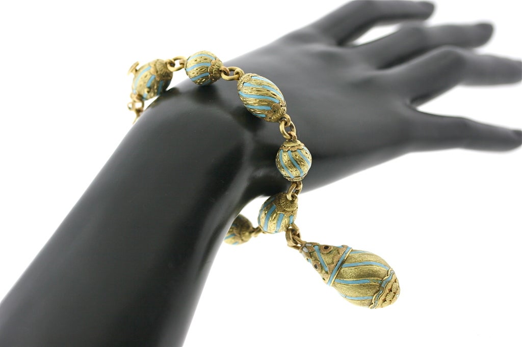 CAZZANIGA 1960s Enamel Italian Charm Bracelet at 1stDibs