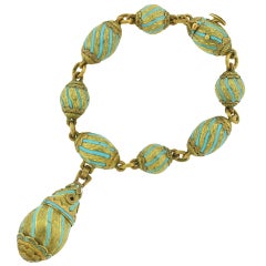 CAZZANIGA 1960s Enamel Italian Charm Bracelet