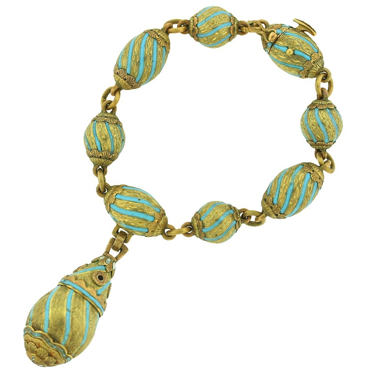 CAZZANIGA 1960s Enamel Italian Charm Bracelet at 1stDibs