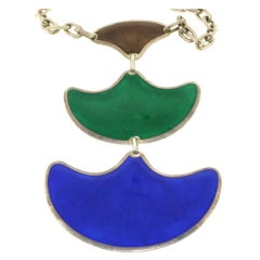 GUCCI 1960s Sterling and Enamel Bib Necklace
