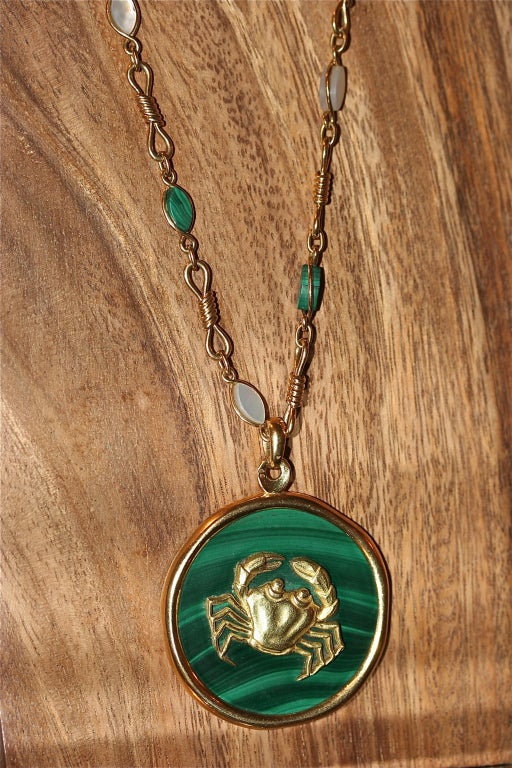 VAN CLEEF & ARPELS Gold and Malachite Long Necklace 1