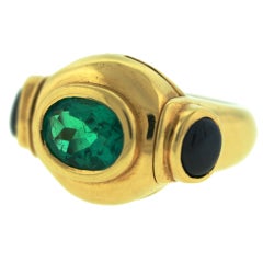 BULGARI Emerald & Sapphire Gold Ring