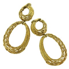 Cartier Textured Gold Double Hoop Earrings