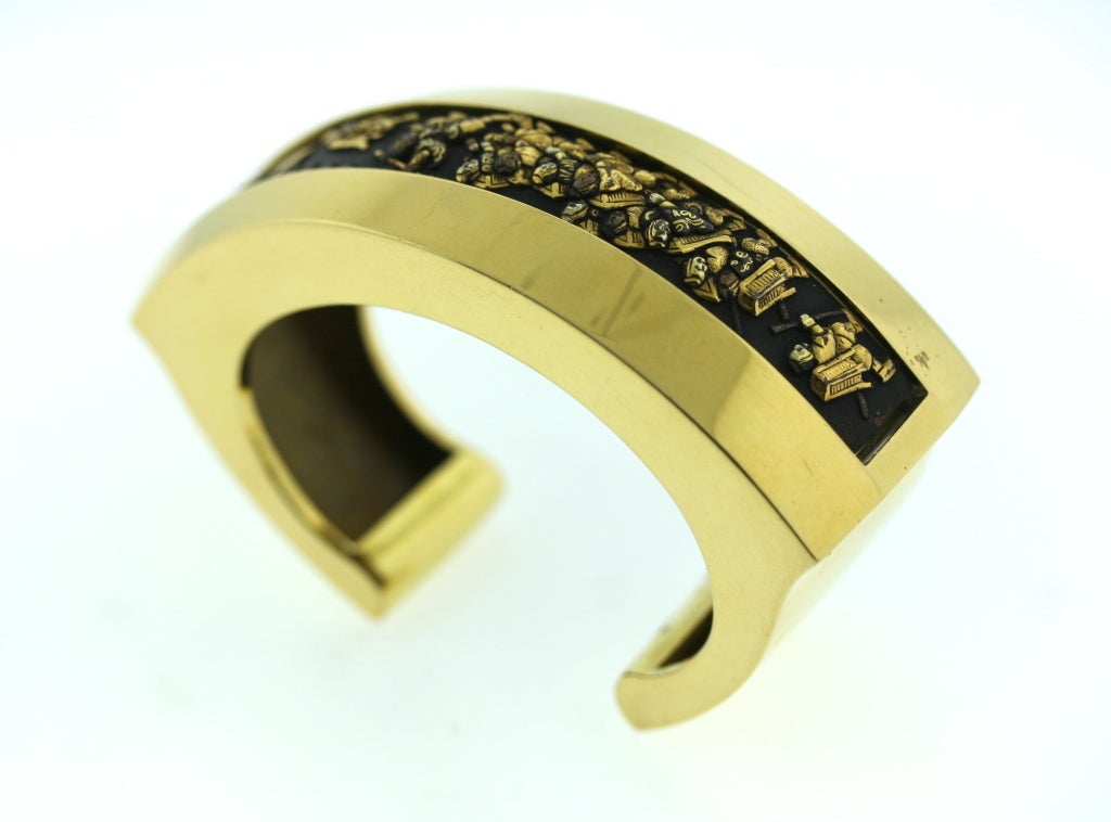 Limited Edition Shakudo Gold 1960s Cuff Bracelet 2