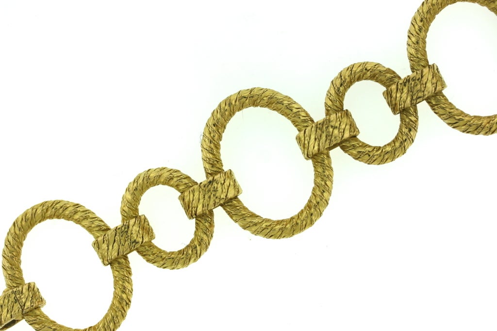 HERMES Textured Gold Wide Link Bracelet