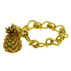 VERDURA Gold Pineapple Charm Bracelet Watch