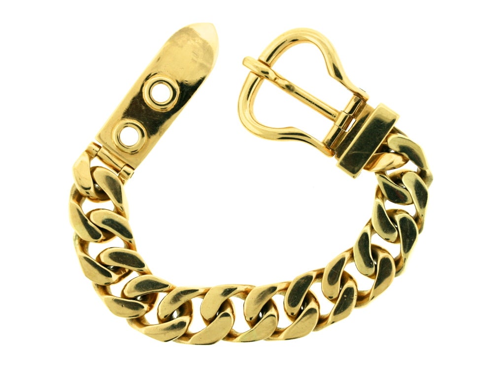 GUCCI 1970s Solid  Gold Buckle Bracelet 1
