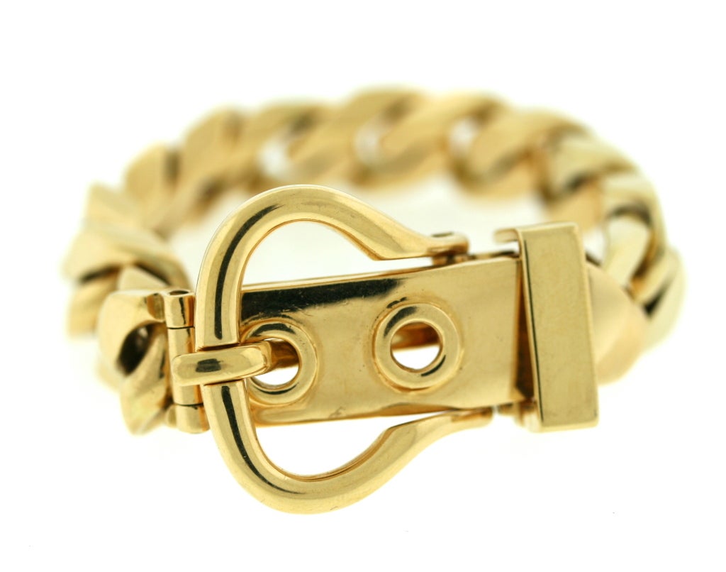 GUCCI 1970s Solid  Gold Buckle Bracelet 2