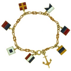 CARTIER "Dearest" Enamel  Nautical Flags Gold Charm Bracelet