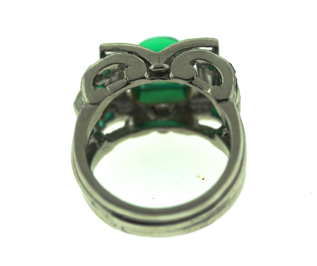 Women's Superb Art Deco Emerald and Diamond Ring