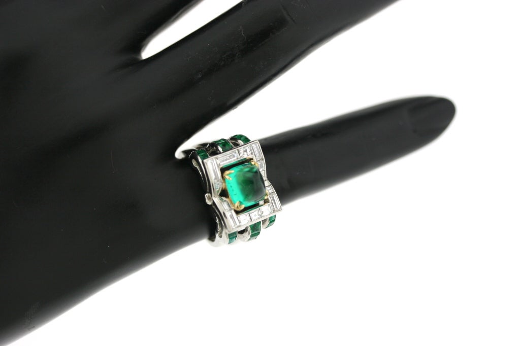 Superb Art Deco Emerald and Diamond Ring 1