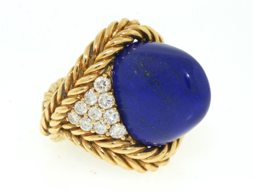 Boucheron Paris Lapis Diamond Gold Ring In Excellent Condition In New York, NY