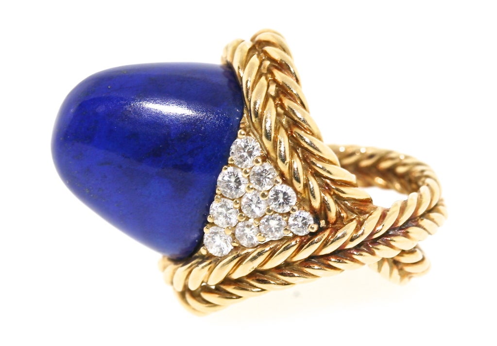 Boucheron Paris Lapis Diamond Gold Ring 1