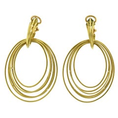 English Gold 1970s Large Hoop Earrings