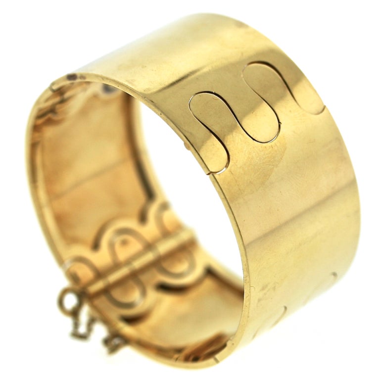 Georges Lenfant French Gold "puzzle" Cuff Bracelet