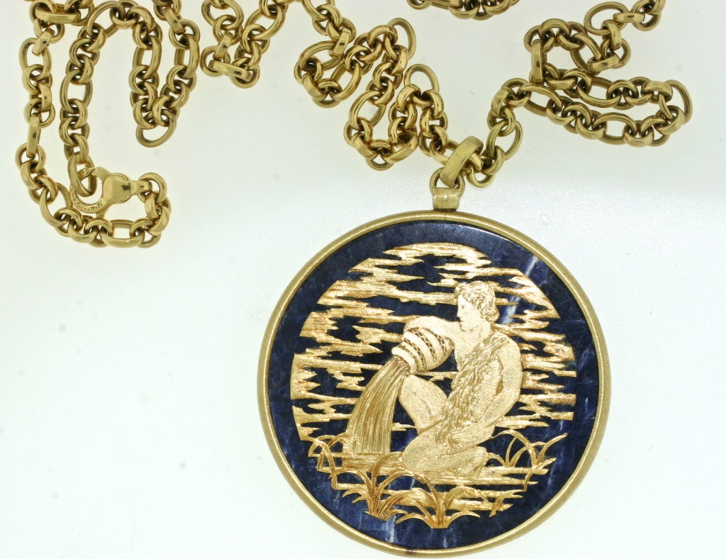 BUCCELLATI Lapis Aquarius Zodiac Pendant