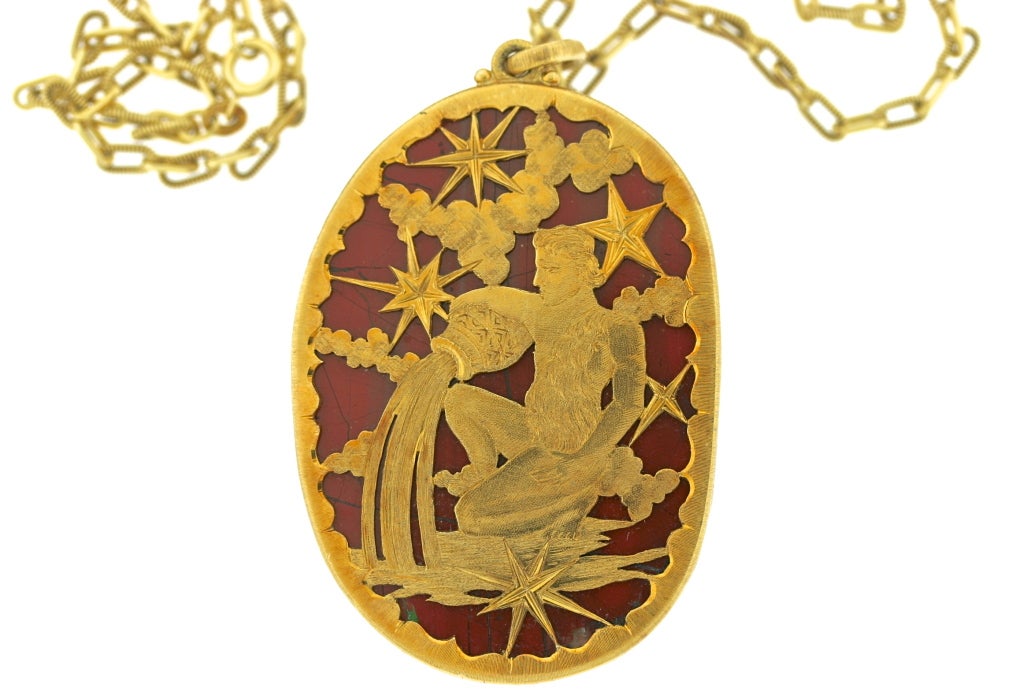 BUCCELLATI Jasper Aquarius Zodiac Medallion 4