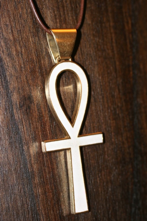 Women's GUCCI 1970s Enamel and Gold Ankh 