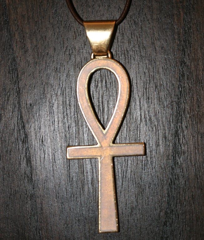 GUCCI 1970s Enamel and Gold Ankh 