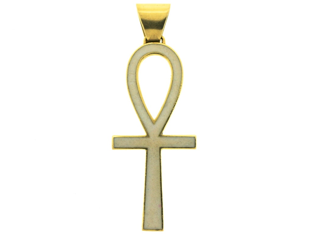 GUCCI 1970s Enamel and Gold Ankh 