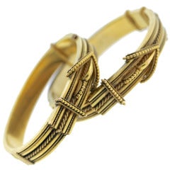 Antique Pair of Buckle Motif Bangle Bracelets