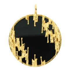 KUTCHINSKY 1970s Black Onyx and Gold Pendant
