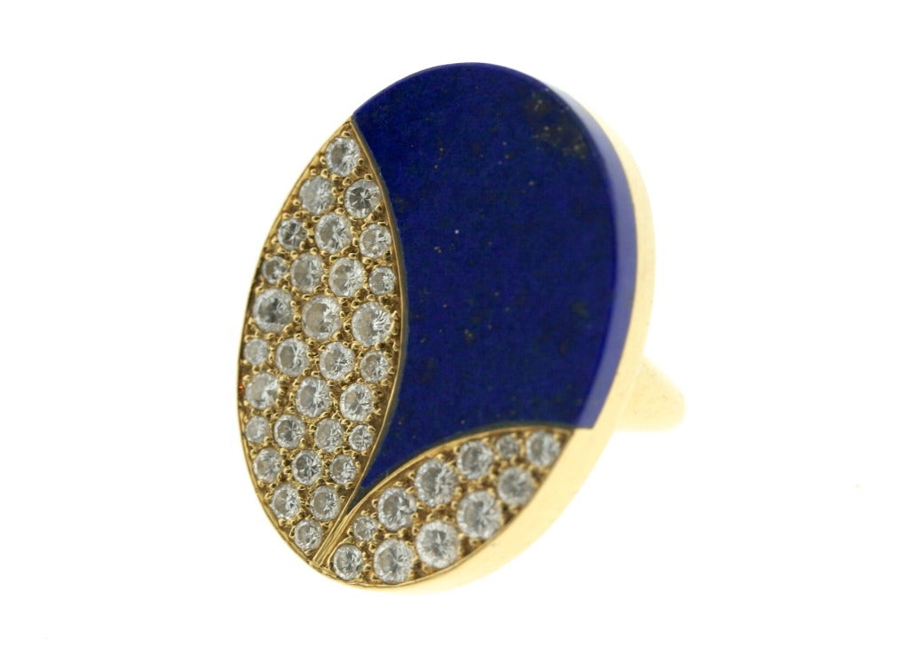 BULGARI Lapis and Diamond 1970s Ring In Excellent Condition For Sale In New York, NY