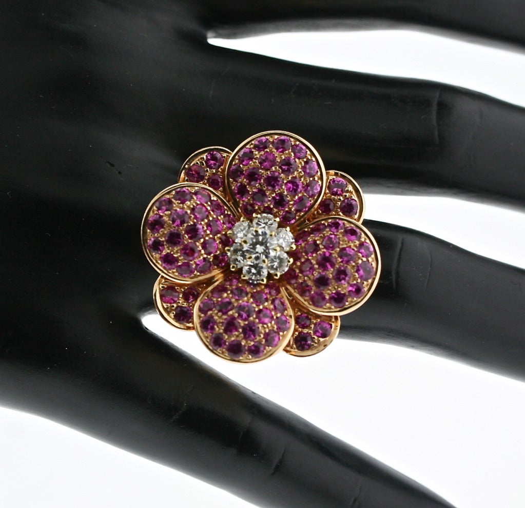 Contemporary VAN CLEEF & ARPELS Pink Sapphire and Diamond Cocktail Ring