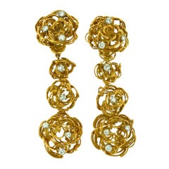 Alan GARD London 1970s Diamond Gold Earrings