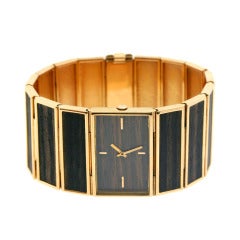 Vintage Paul Binder Lady's Yellow Gold and Wood Bracelet Watch