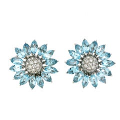 Asprey Aqua, Diamond and Platinum Earrings