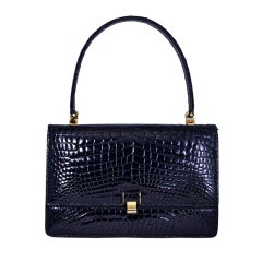 Gorgeous Retro Lederer Black Alligator Handbag