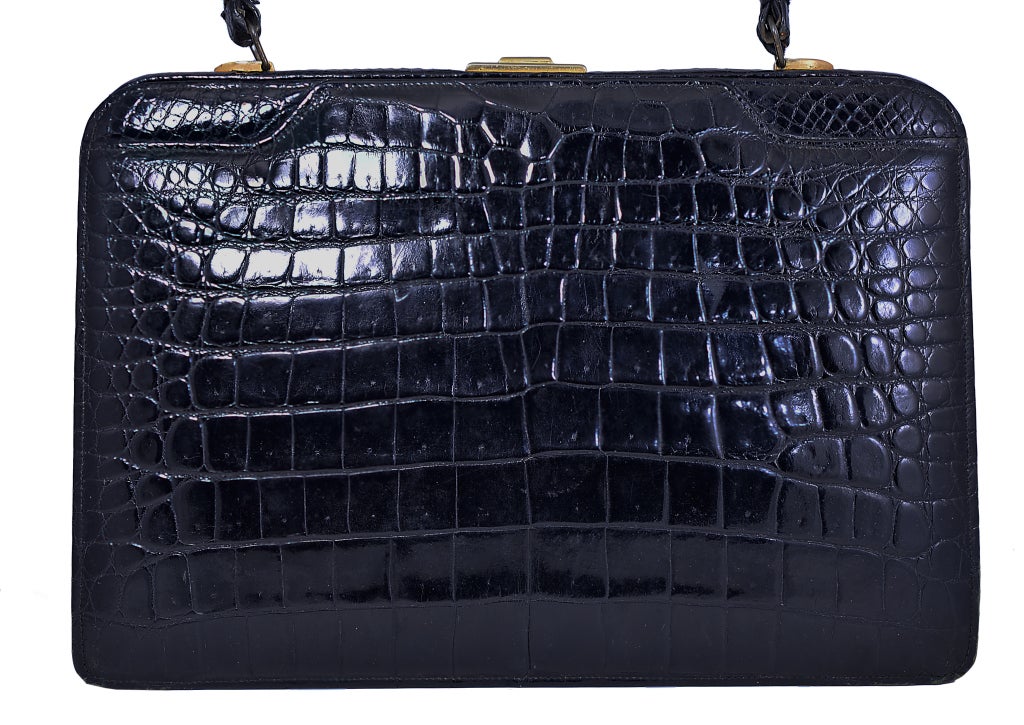 Vintage Black Alligator Bag at 1stDibs