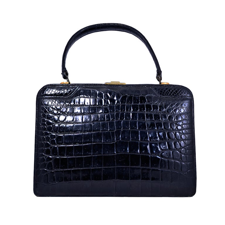 Vintage Black Alligator Bag at 1stDibs