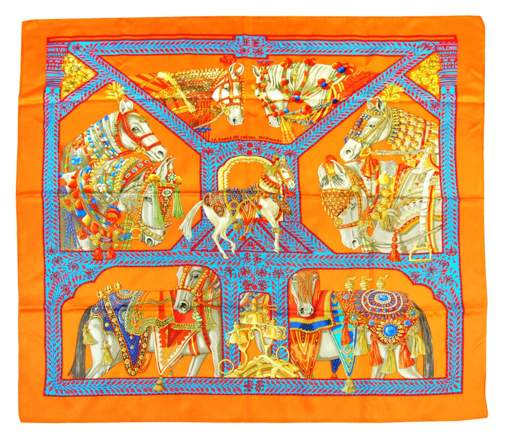HERMES "La Danse du Cheval Marwari" silk scarf